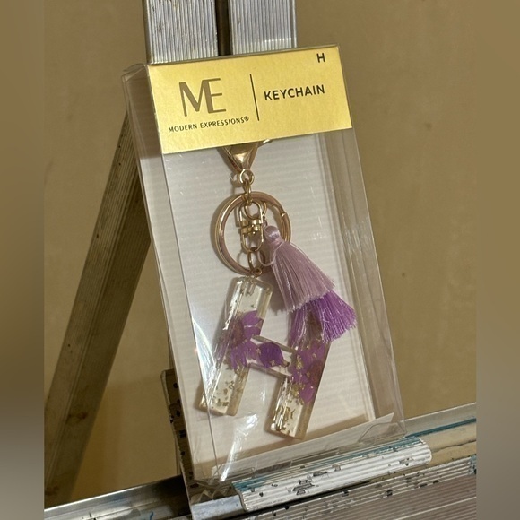 Modern Expressions Purple Tassel Keychain Letter H - Picture 1 of 3